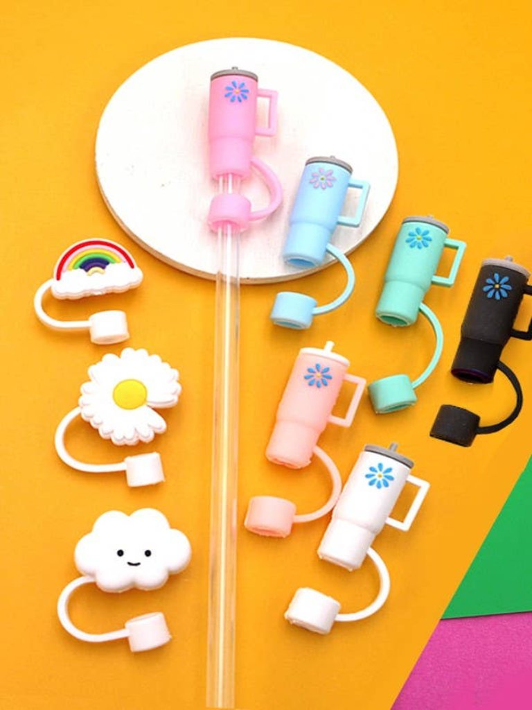 40oz CLOUD FLOWER RAINBOW TUMBLER STRAW COVER CAP